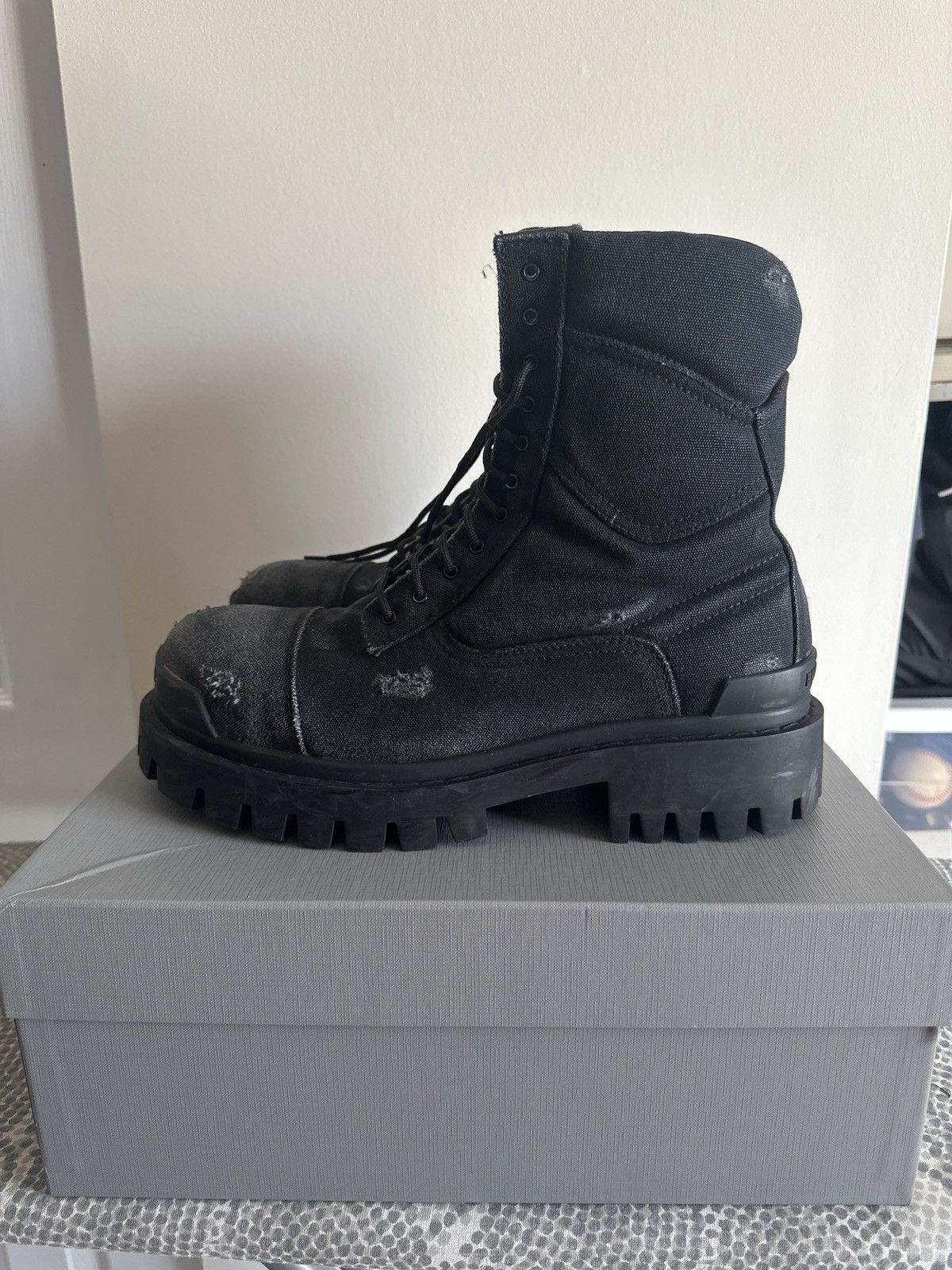 Balenciaga Balenciaga Black Combat Canvas Strike Boots Size US 12 / EU 45 - 3 Thumbnail