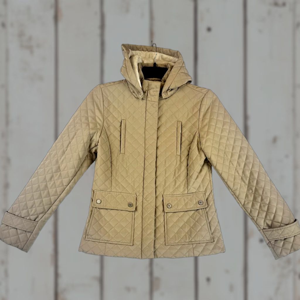 Calvin Klein Calvin Klein Womens Small Jacket Quilted Full Zip Coat Hood Sherpa Button Tan Size S / US 4 / IT 40 - 1 Thumbnail
