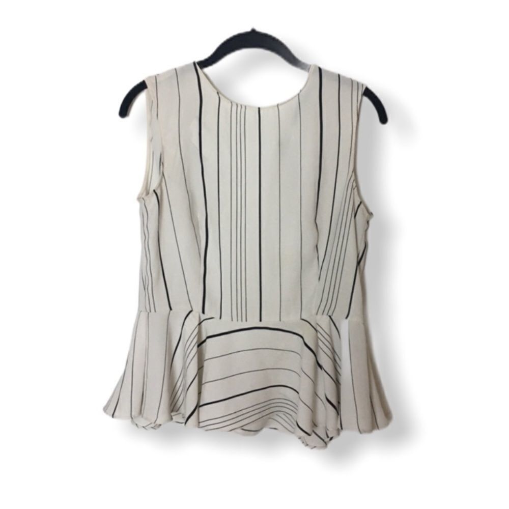 Zara Zara White Striped Peplum Sleeveless Blouse | Size S Size S / US 4 / IT 40 - 2 Thumbnail