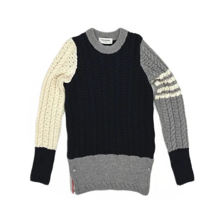 Thom Browne Thom Browne Color Blocked Cable Knit Sweater -2507 Size S / US 4 / IT 40 - 8 Thumbnail