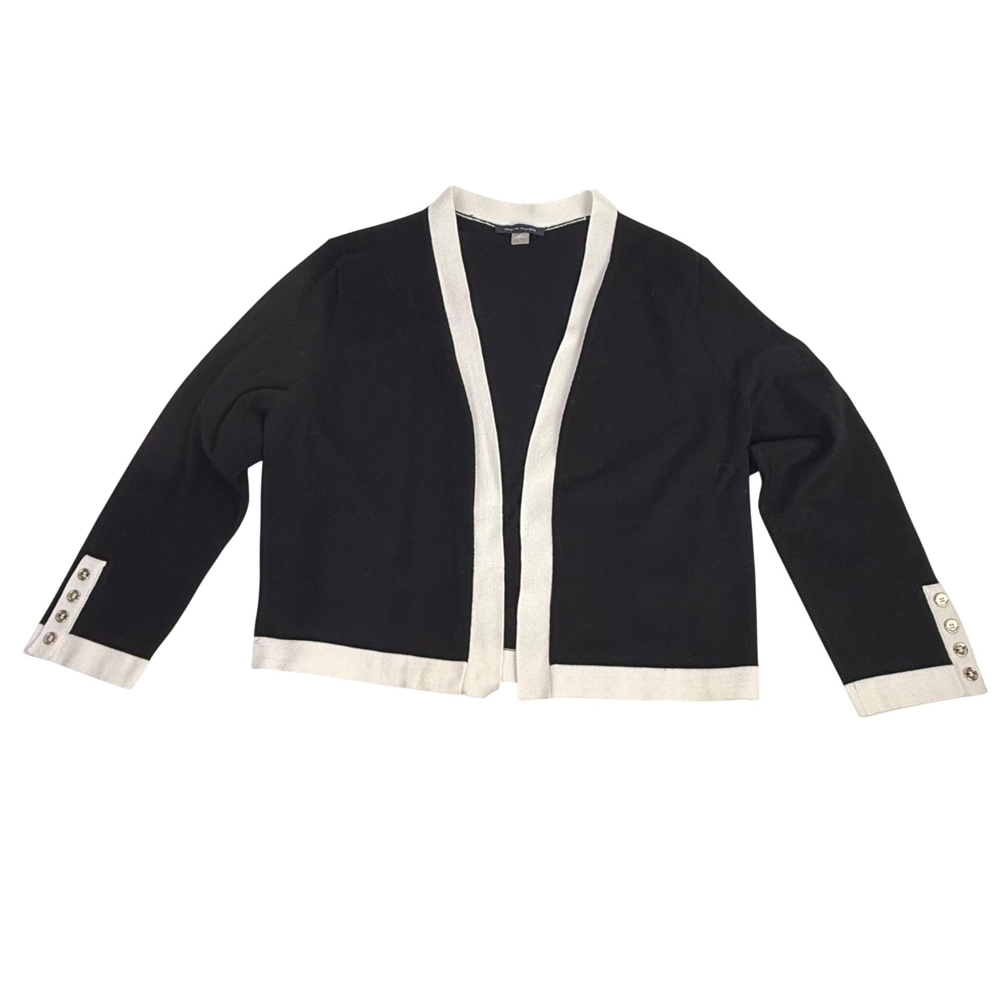 Tommy Hilfiger Women's Open-Front Button-Sleeve Shrug Cardig in Black, Women's