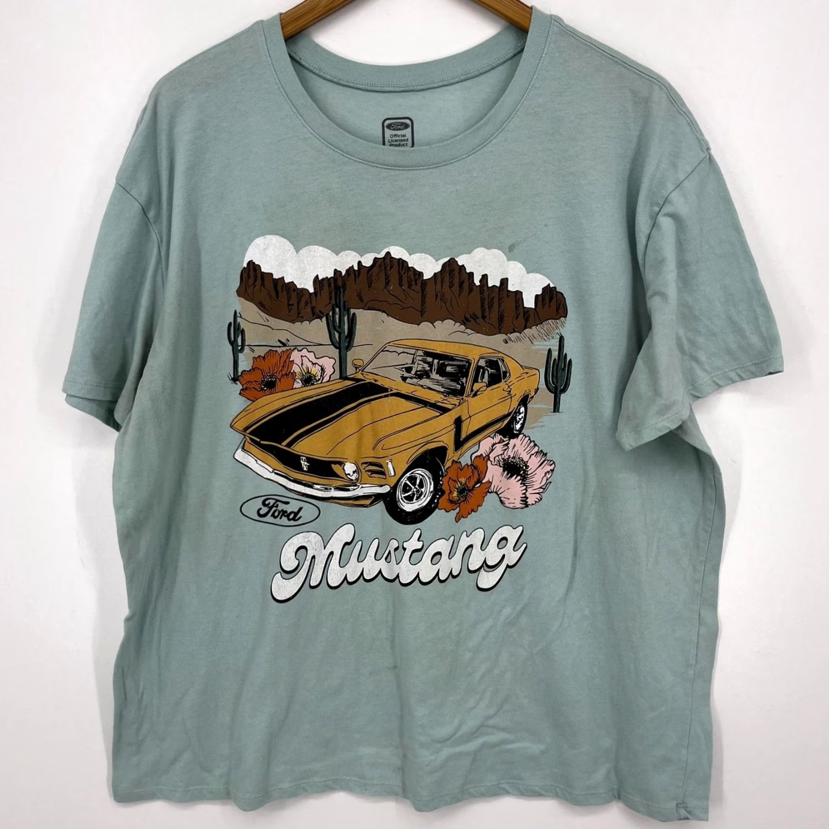 Ford Ford T-Shirt Women 2XL Blue Mustang Car Short Sleeve Round Neck Shirt Women 2XL Blue Mustang Car Size XXL / US 16-18 / IT 52-54 - 2 Thumbnail