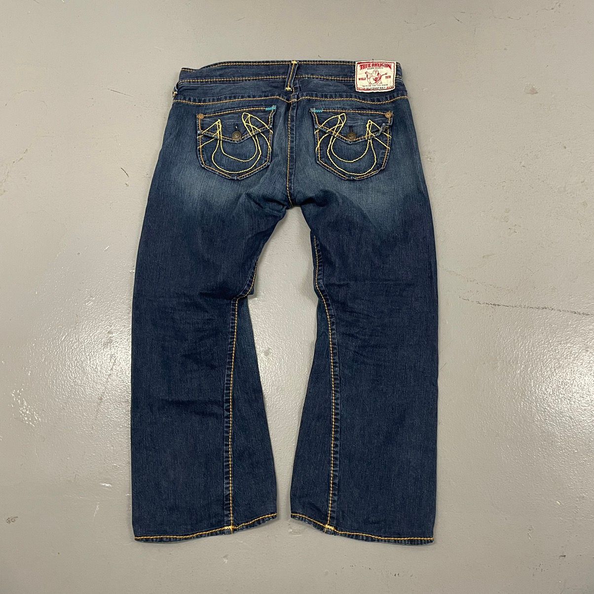 Pre-owned True Religion X Vintage True Religion Crazy Flared Bootcut Wide Leg Jeans In Navy