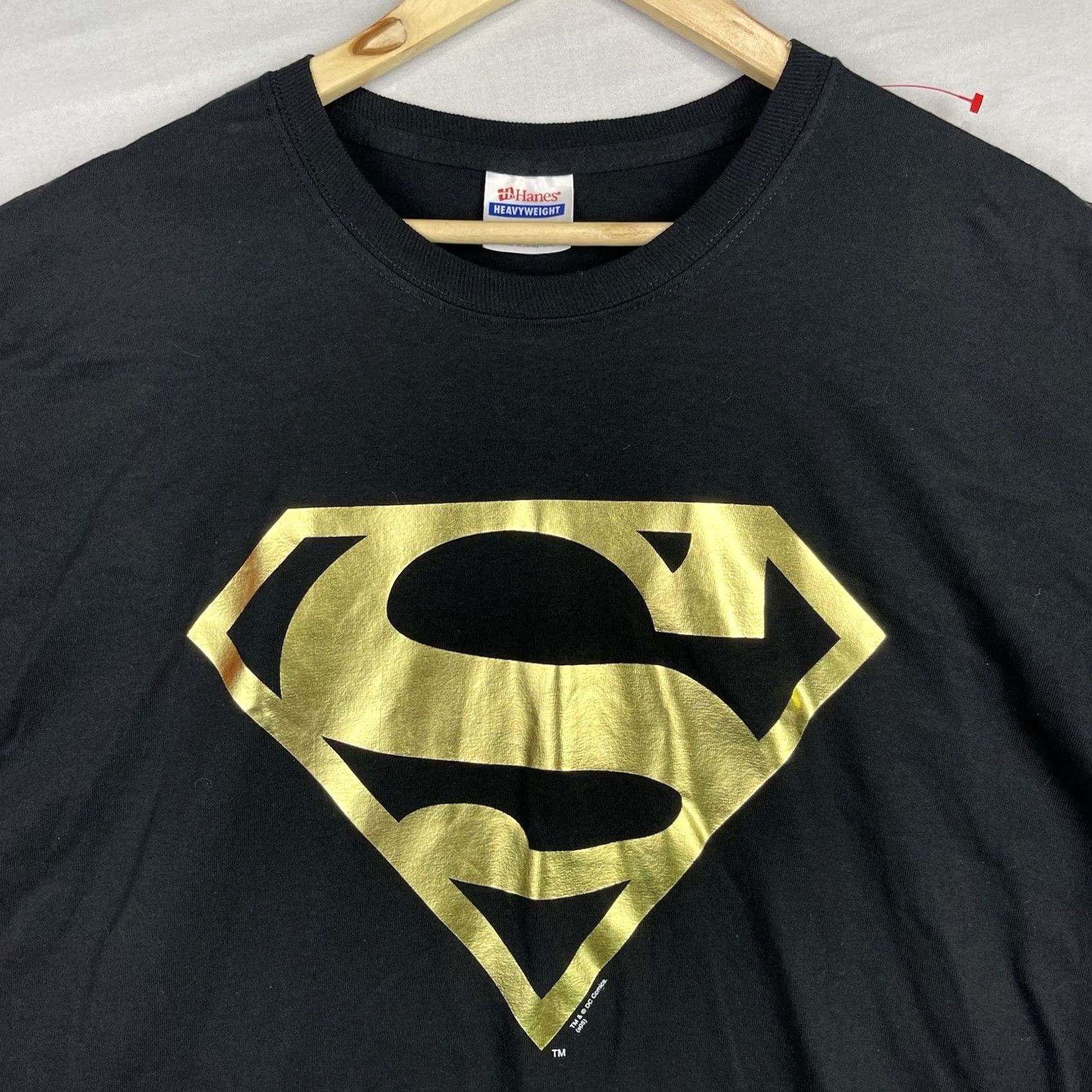 Hanes VINTAGE Superman Shirt Mens XL Black Graphitti Gold Logo DC Comics Superhero Y2K Size US XL / EU 56 / 4 - 4 Thumbnail
