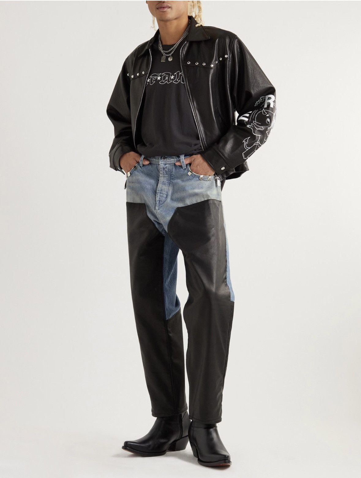 Enfants Riches Deprimes Enfants Riches Déprimés leather denim carpenter denim jeans Size US 28 / EU 44 - 2 Thumbnail