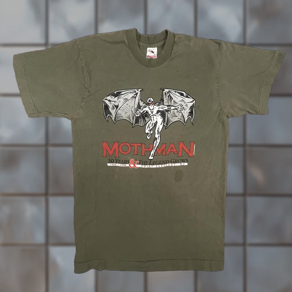 Fruit Of The Loom VINTAGE Mothman Shirt Mens Large 30 Years & The Legend Grows 1966–1996 Point Pleasant WV 90s USA Shirt Size US L / EU 52-54 / 3 - 1 Thumbnail