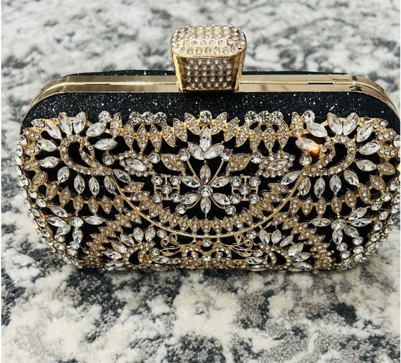 Other Black & Gold Crystal Diamond Evening Bag Size ONE SIZE - 9 Thumbnail