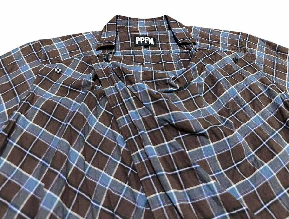 PPFM 🔥Sick Y2K PPFM Draped Asymmetric Flannel Shirt Size US L / EU 52-54 / 3 - 4 Thumbnail