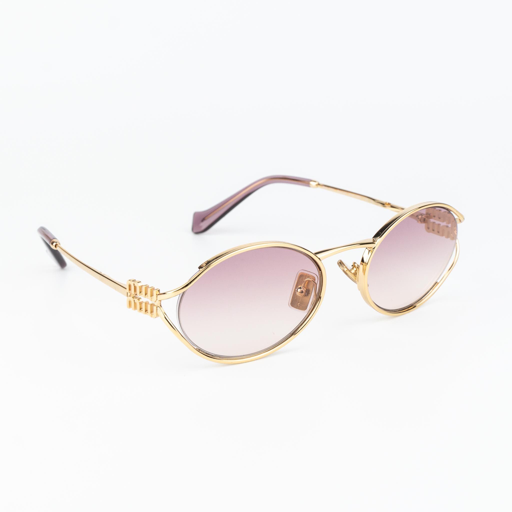 Miu Miu NEW Miu Miu MU52YS 5AK06S LOGO Oval Unisex Sunglasses Size ONE SIZE - 5 Thumbnail