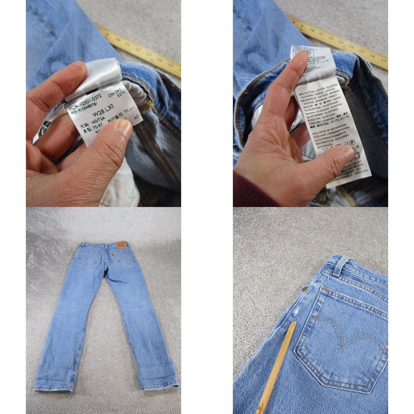 Levi's Womens 501 Levis Jeans Light Wash Ripped Extra Large XL Size 28" / US 6 / IT 42 - 8 Thumbnail