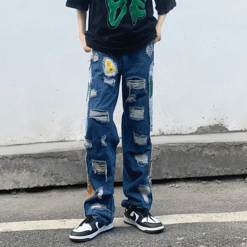 Japanese Brand × Jean Y2K Windows Patch Grunge Hip Hop Jeans Size US 30 / EU 46 - 2 Thumbnail