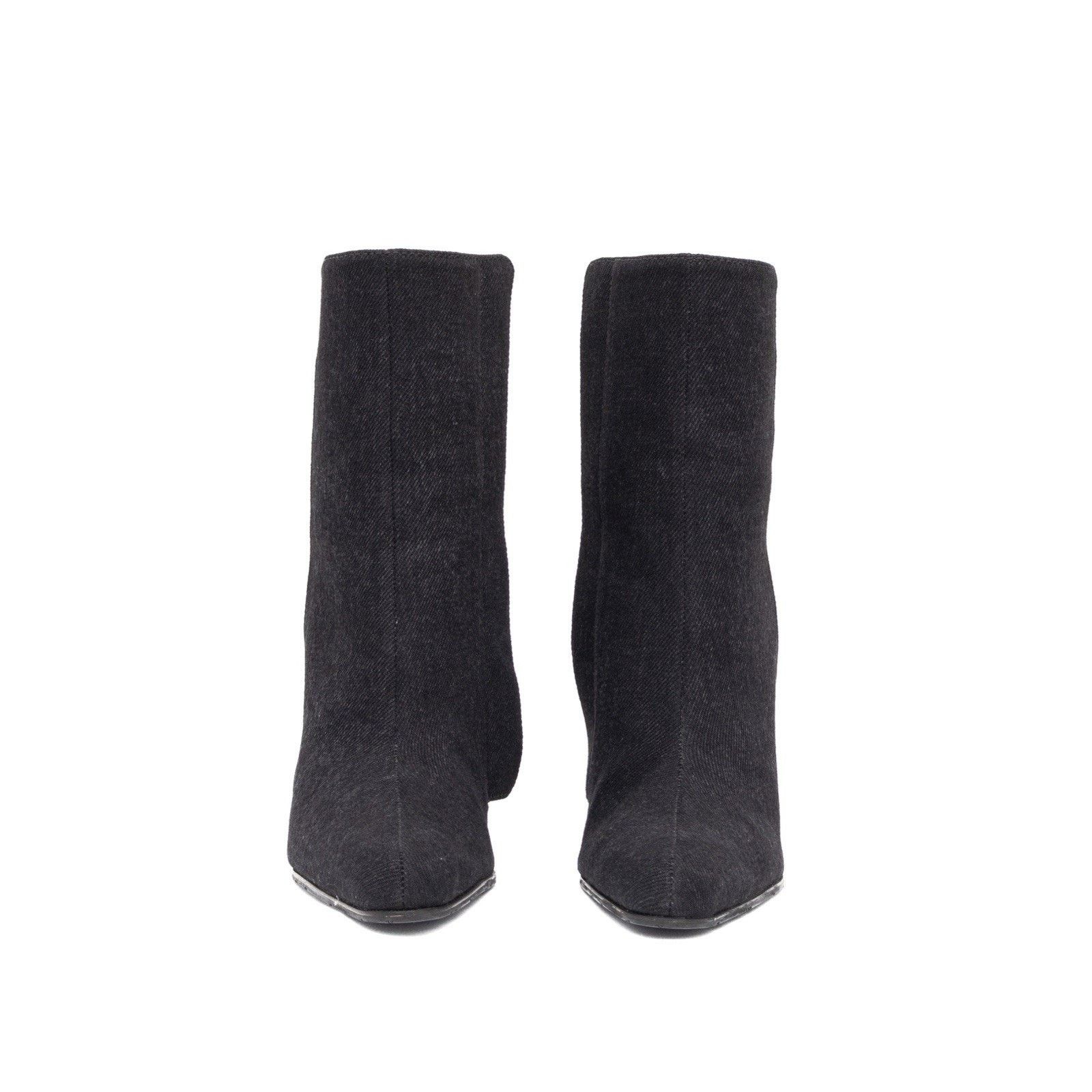 Balenciaga 940$ BALENCIAGA Denim Ankle Side Zip Block Heel Boots Grey Size US 7 / IT 37 - 8 Thumbnail