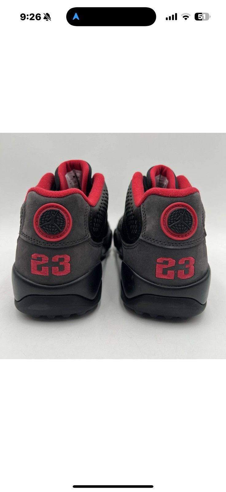 Nike Nike Air Jordan 9 Retro Low Golf ‘Charcoal Red Size US 6 / EU 39 - 8 Thumbnail