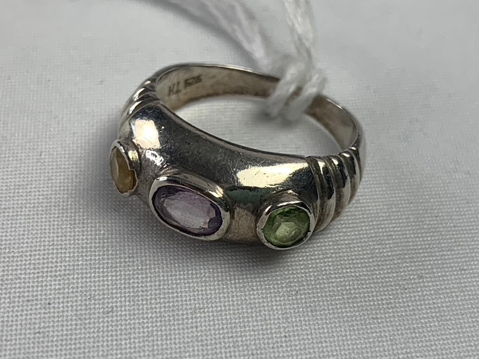Other Sterling Silver Amethyst, Peridot, Citrine Sculpted Ring Size ONE SIZE - 8 Thumbnail