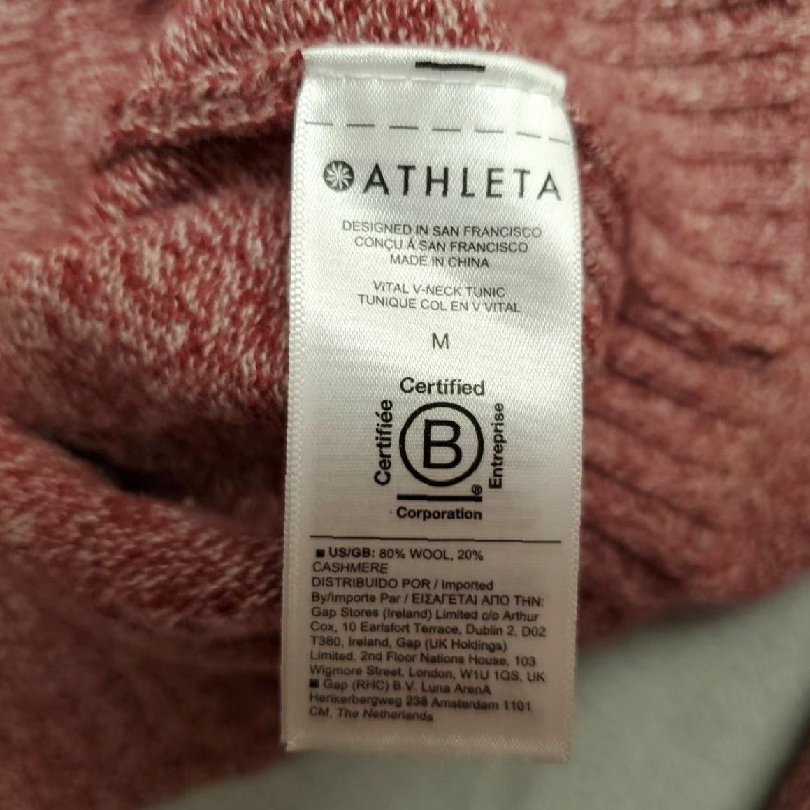 Athleta Athleta Womens Medium Vital V-Neck Tunic Pullover Sweater Wool Cashmere Blend Size M / US 6-8 / IT 42-44 - 4 Thumbnail