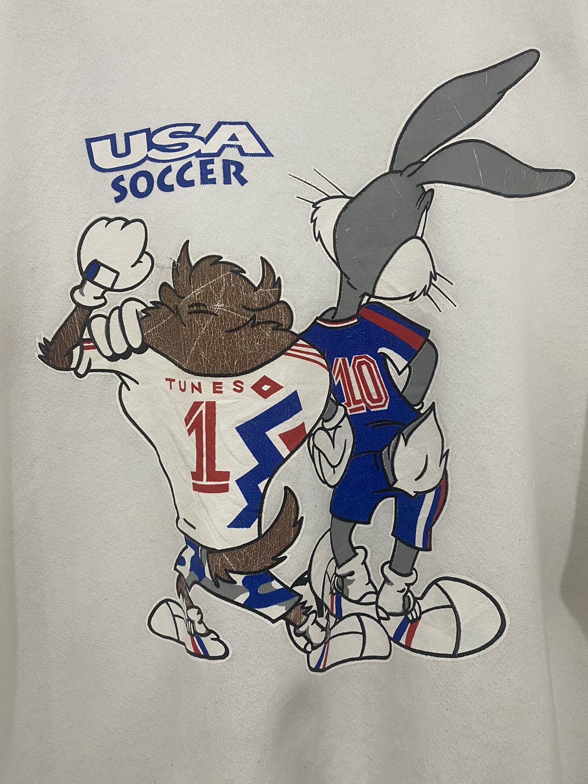 Vintage × Warner Bros Vtg 90s Warner Bros Tasmania Usa Soccer Mirror Sweatshirt Size US XL / EU 56 / 4 - 7 Thumbnail