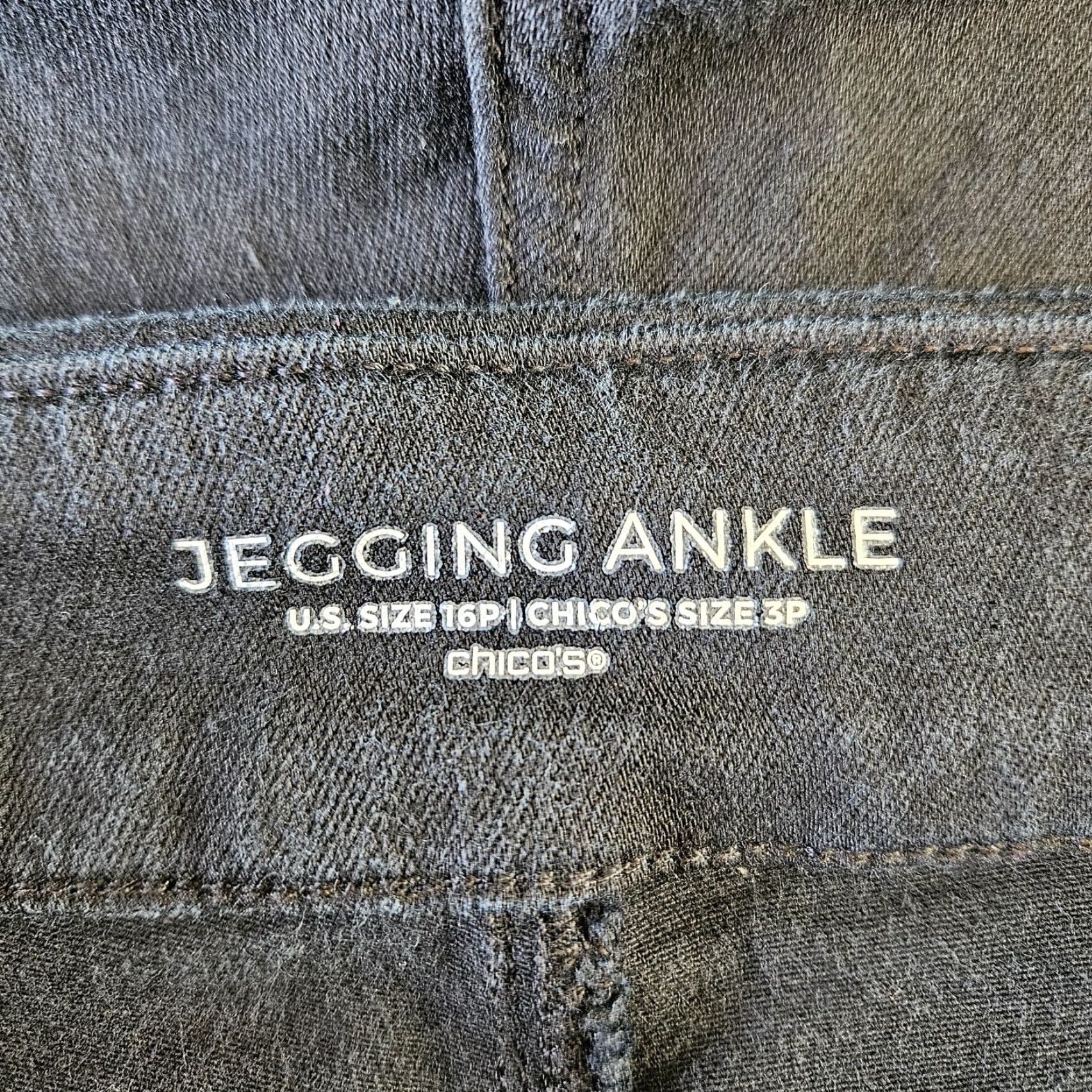 Vintage Chico's Womens Jegging Ankle Jeans Sz 16P Black Pull On Mid Rise Cotton Blend Size 38" / US 16 / IT 52 - 8 Thumbnail