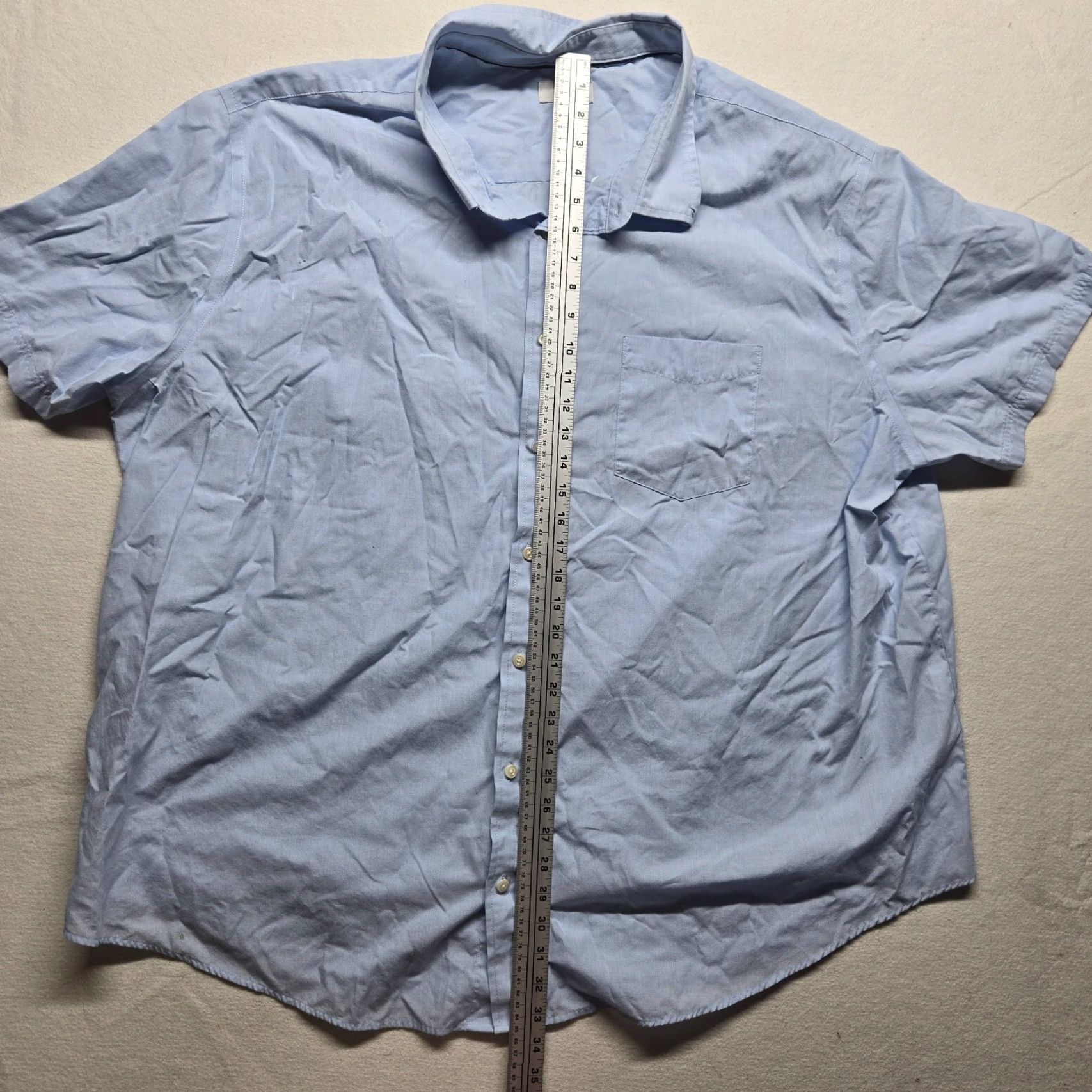 Croft & Barrow VINTAGE Croft & Barrow Shirt Solid Blue Easy Care Short Sleeve Button Up 4XB Adult Men’s Blue Cotton Polyester Knit? Size US XXL / EU 58 / 5 - 6 Thumbnail