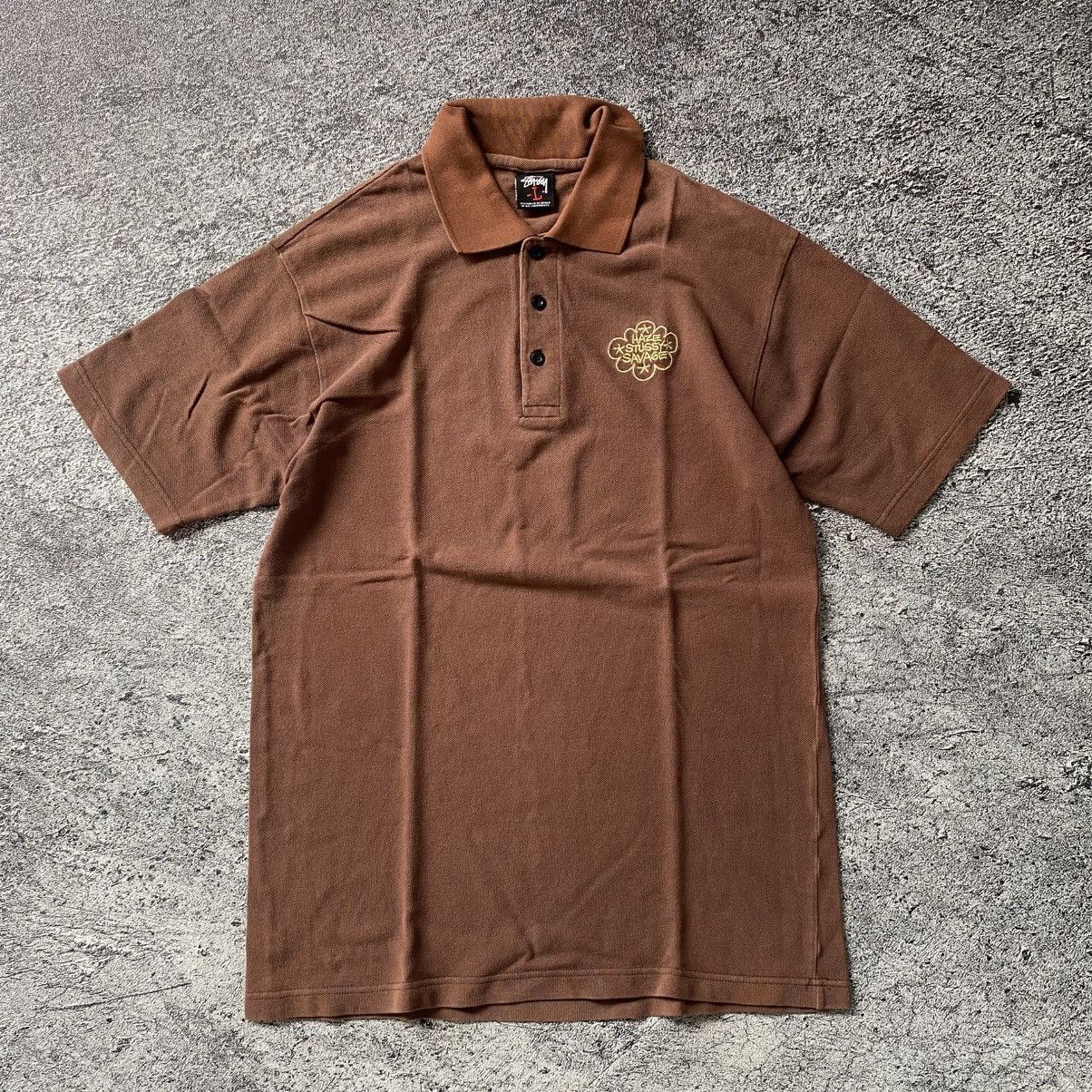 Haze × Stussy Vintage Haze Stussy Savage Embroiderry Gold Poloshirt Size US L / EU 52-54 / 3 - 1 Thumbnail
