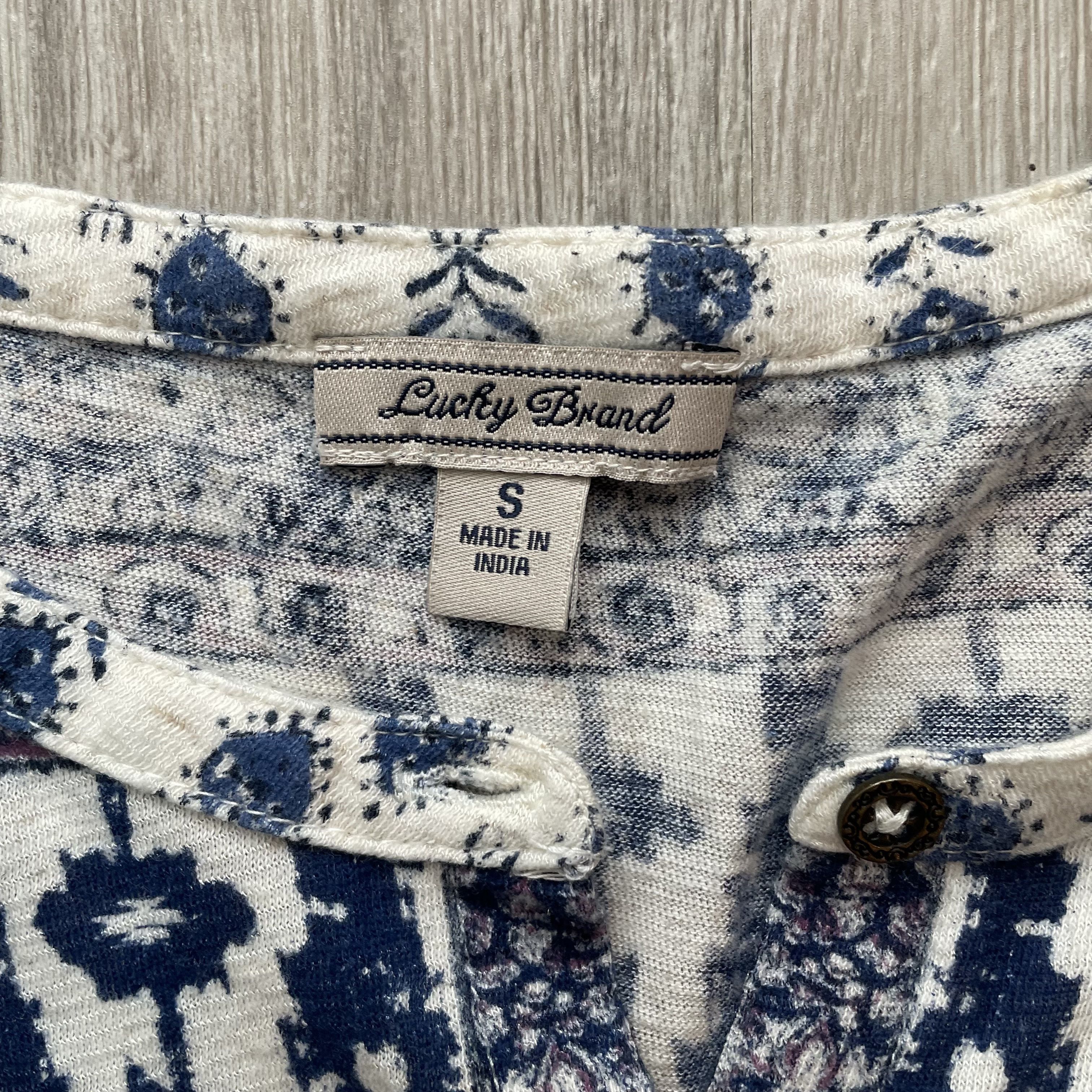 Lucky Brand Lucky Brand Boho Mixed Print Button Up Blouse Blue White S Size S / US 4 / IT 40 - 3 Thumbnail
