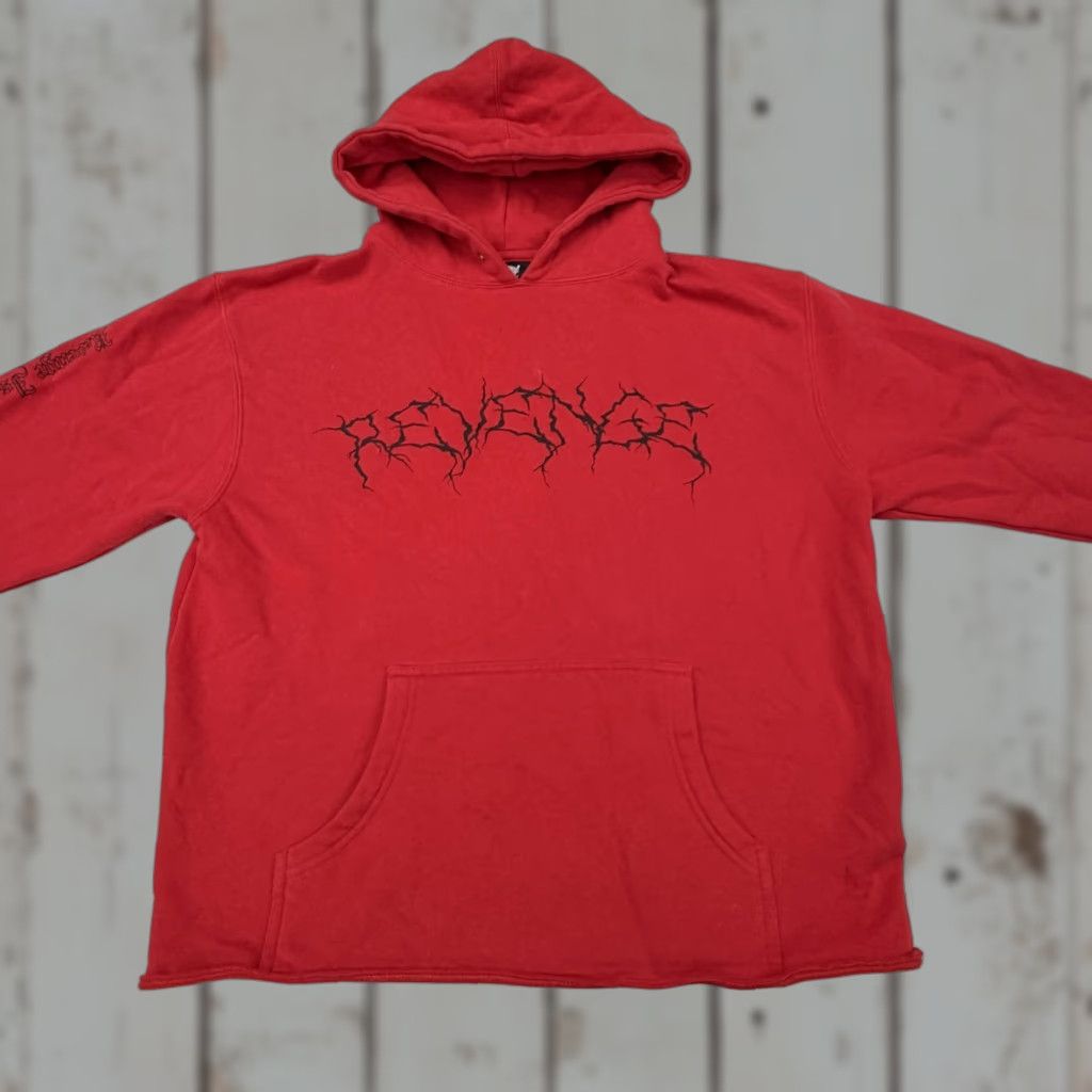 Revenge Revenge Hoodie Mens M Red Graphic Print Pullover Fleece Hooded Pockets Crew Neck Streetwear Size US M / EU 48-50 / 2 - 1 Thumbnail
