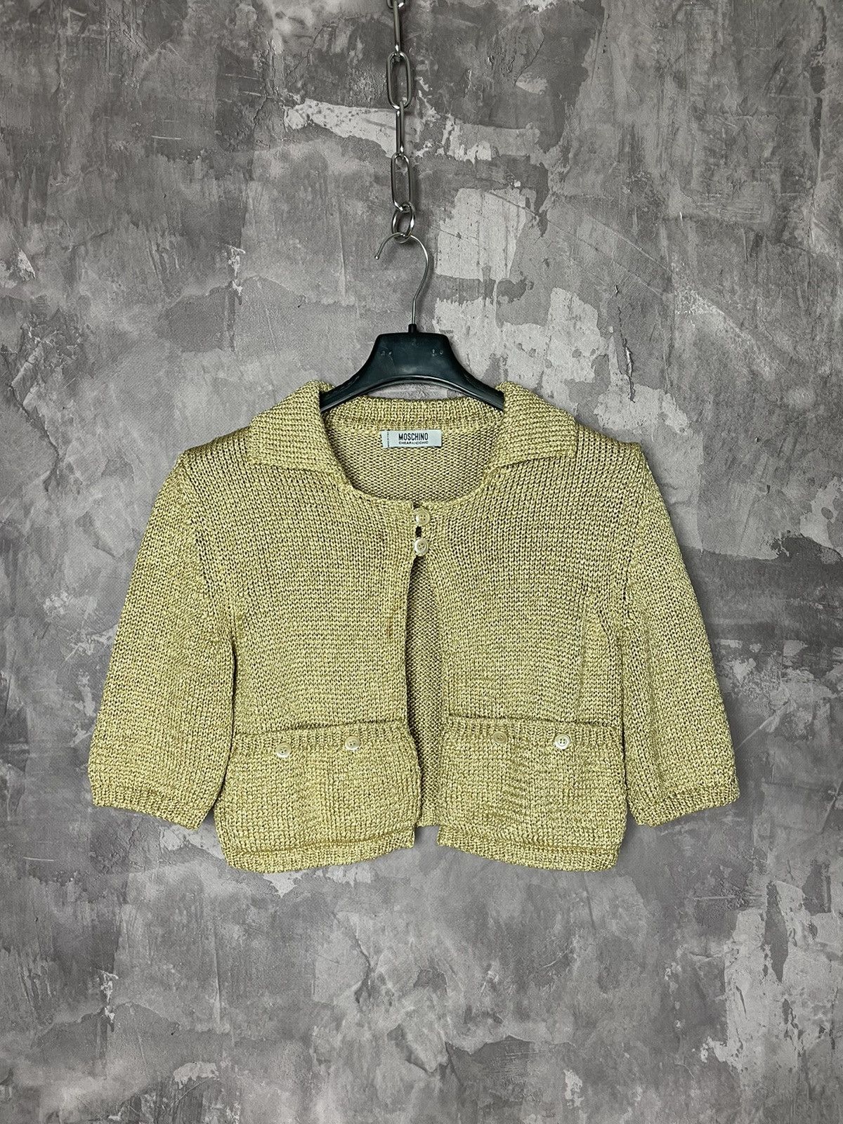 Moschino × Vintage Moschino Cheap and Chic Golden Tweed Mini Blazer Size S / US 4 / IT 40 - 1 Thumbnail