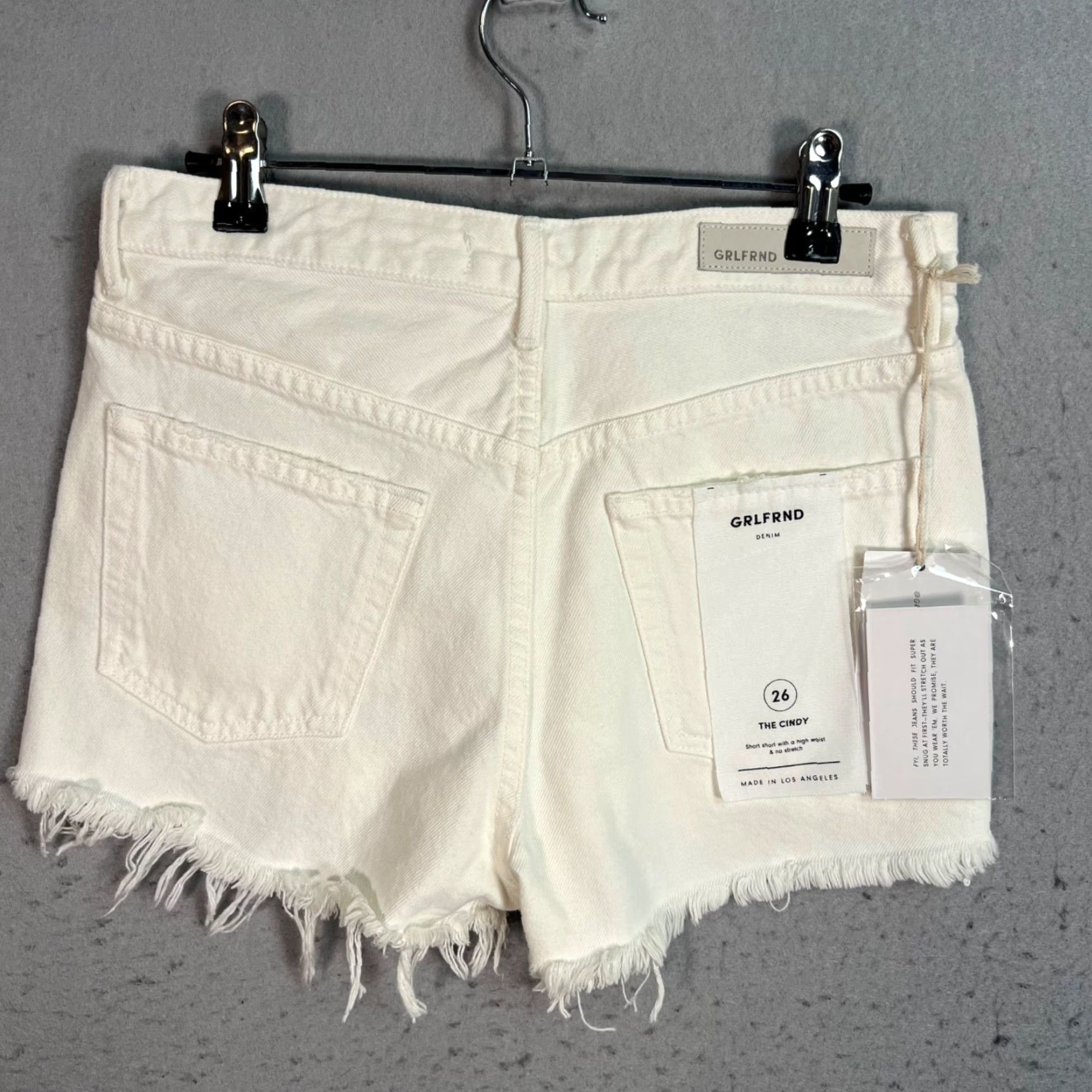 GRLFRND VINTAGE GRLFRND The Cindy High Waist Denim Shorts Women 26 White Cut-Off 100% Cotton Womens Size 26" / US 2 / IT 38 - 2 Thumbnail