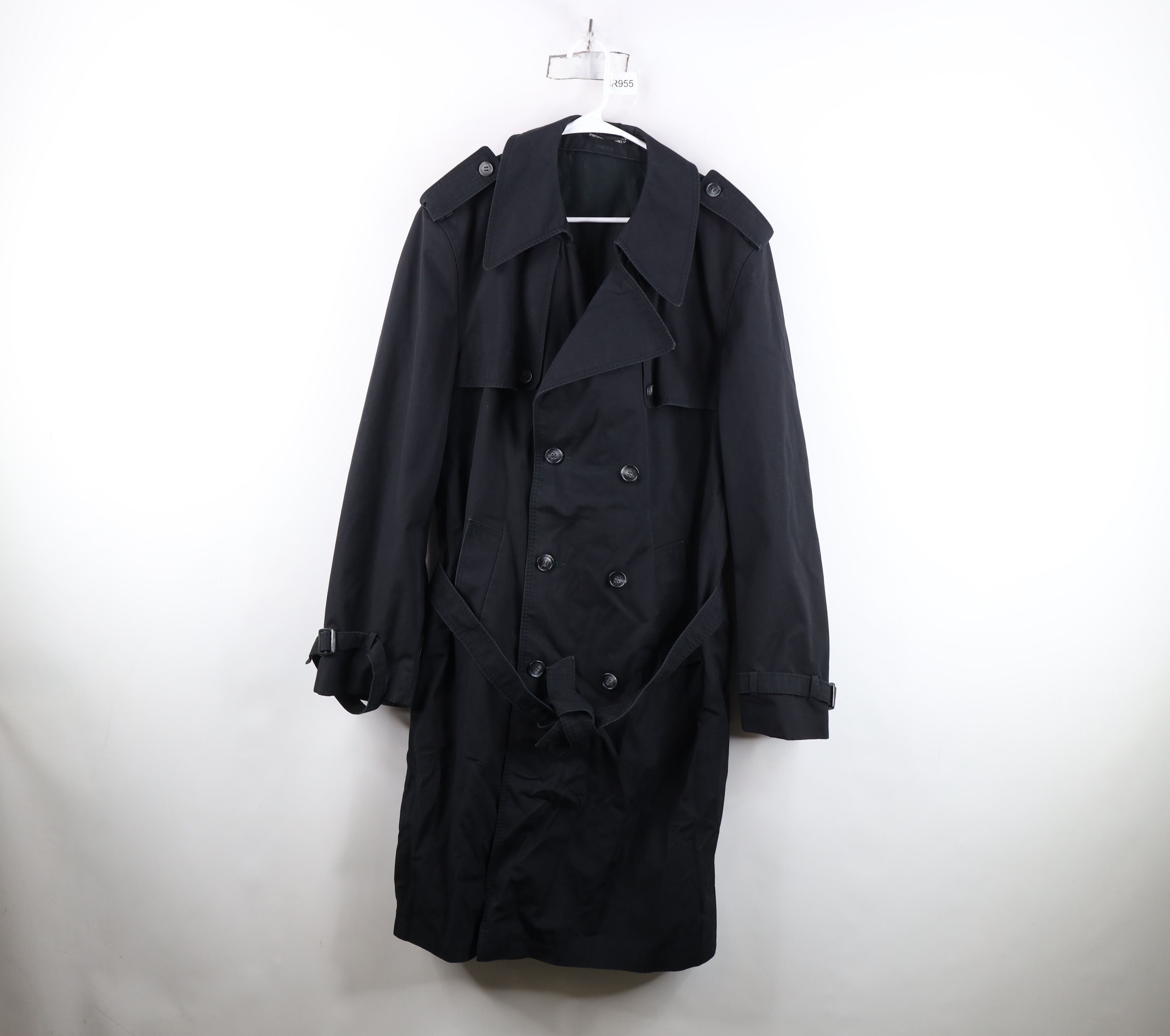 Vintage Vintage 70s Streetwear Belted Trench Coat Jacket Black Size US XL / EU 56 / 4 - 1 Thumbnail