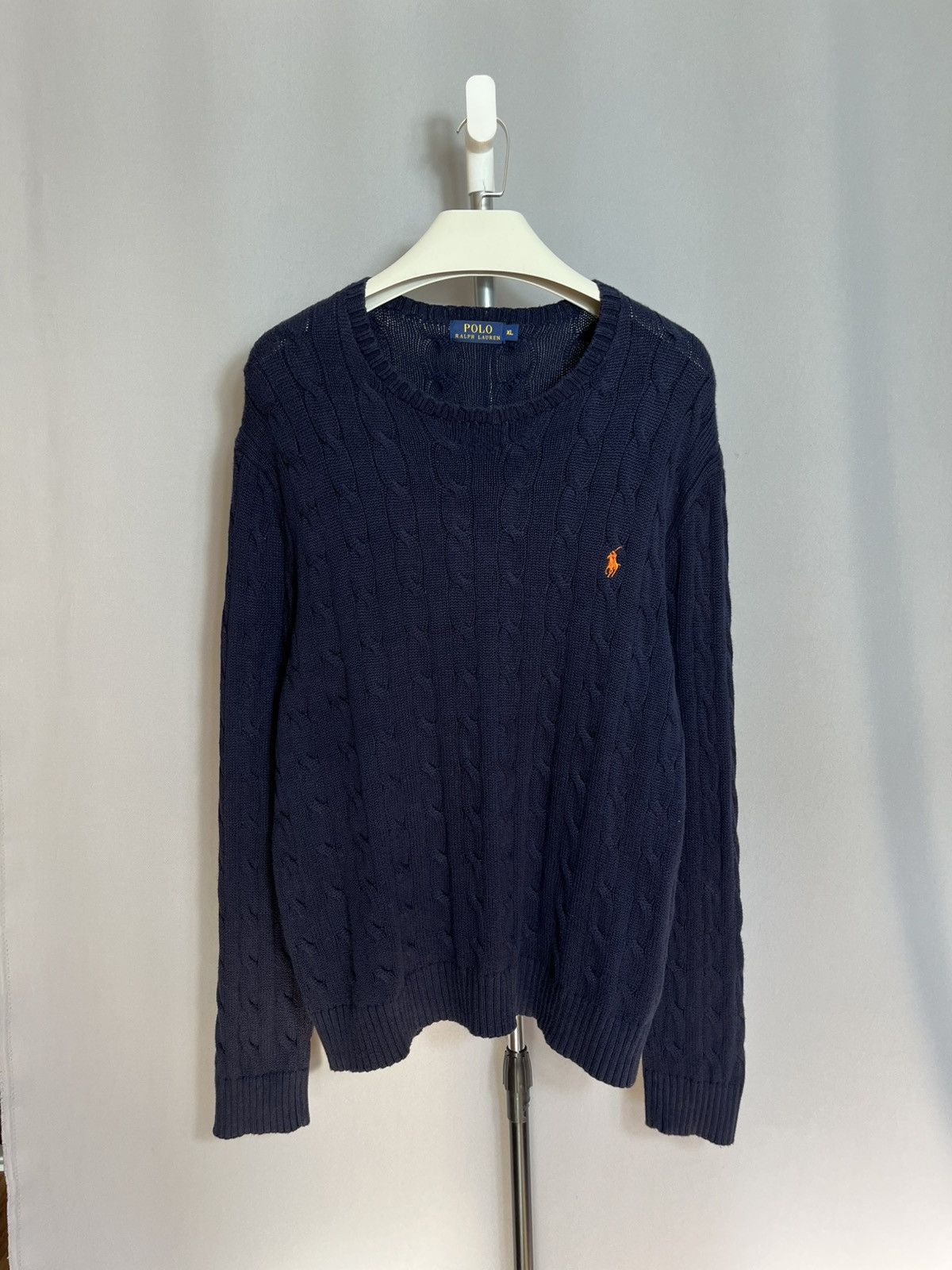 Polo Ralph Lauren Polo Ralph Lauren Cable Knit Sweater Navy Cotton Mens Size US XL / EU 56 / 4 - 1 Thumbnail
