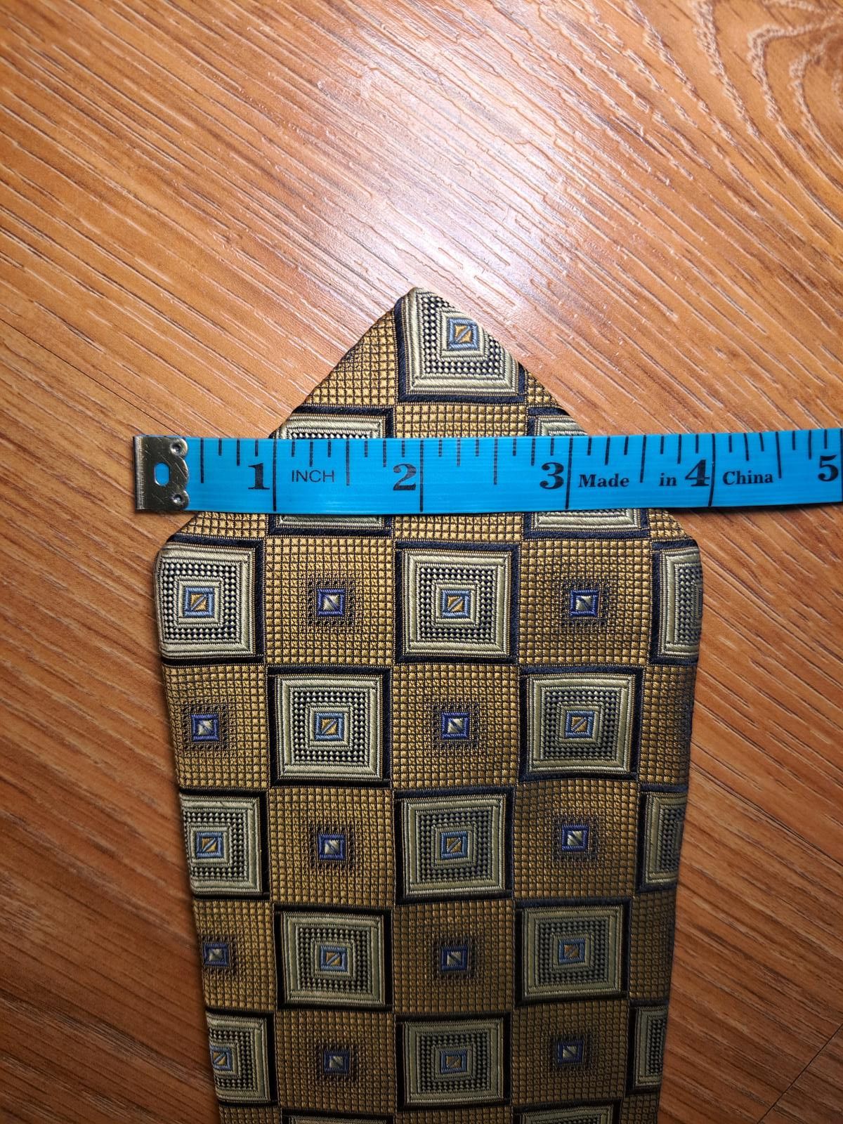 Jos. A. Bank VINTAGE Jos A Bank Silk Tie Gold Geometric Handmade Wide Size ONE SIZE - 6 Thumbnail