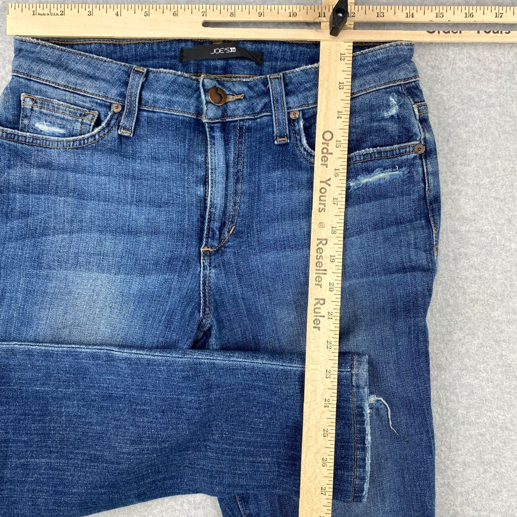Vintage Joe's Jeans Womens Jeans 27 Blue Mid-Rise Skinny Distressed Stretch Cotton Denim Size 27" / US 4 / IT 40 - 4 Thumbnail