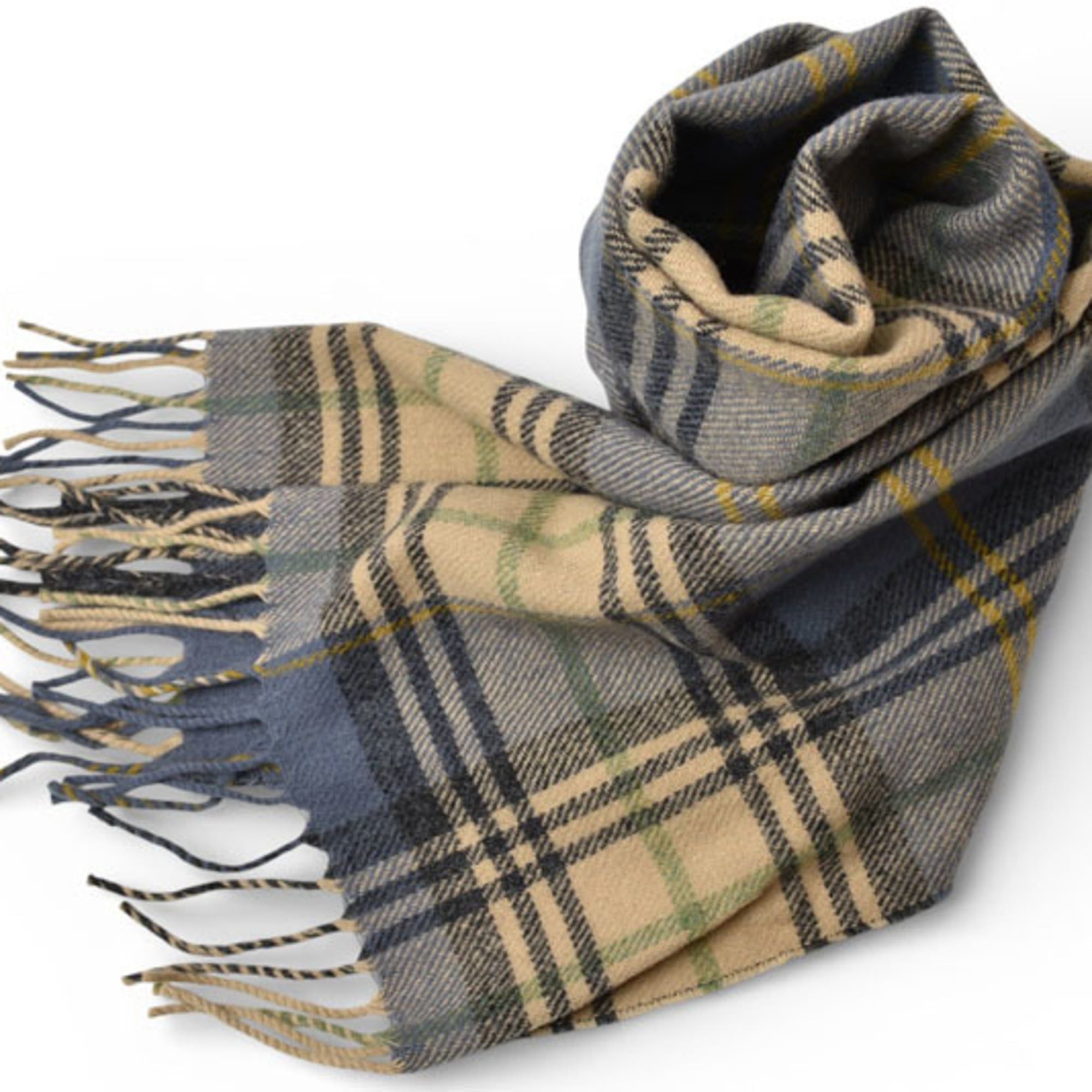 Dior Christian Dior Winter Scarf, 100% Wool, Check Pattern, Beige, Blue Size ONE SIZE - 1 Thumbnail