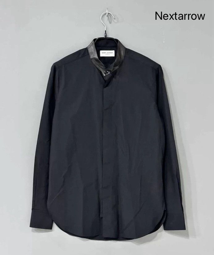 Saint Laurent Paris × Yves Saint Laurent Saint Laurent Leather collar black shirt2410-Nextarrow Size US S / EU 44-46 / 1 - 1 Thumbnail