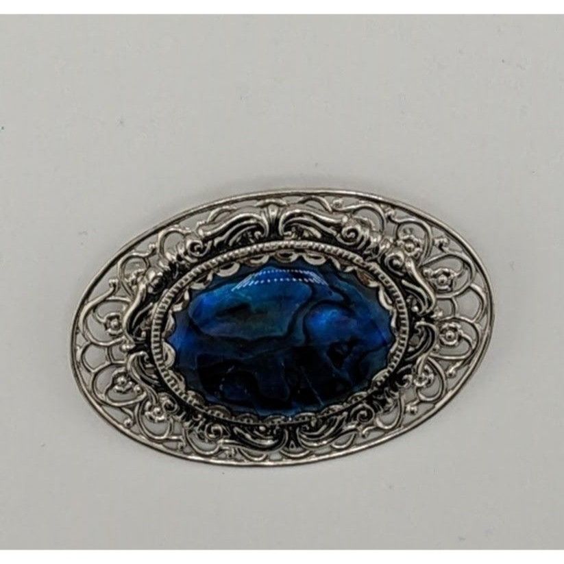 Other Vintage Mermaidcore Blue Mother Of Pearl Brooch With Silver Size ONE SIZE - 6 Thumbnail