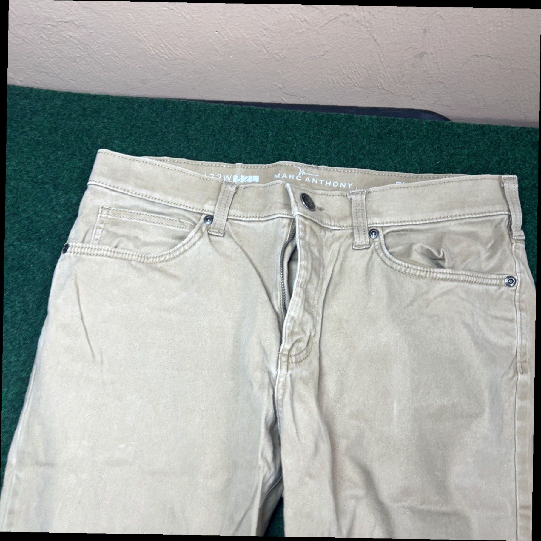 Marcs Marc Anthony Flex + Slim Straight Mens Khaki Pants Sz 32x32 Size US 32 / EU 48 - 2 Thumbnail