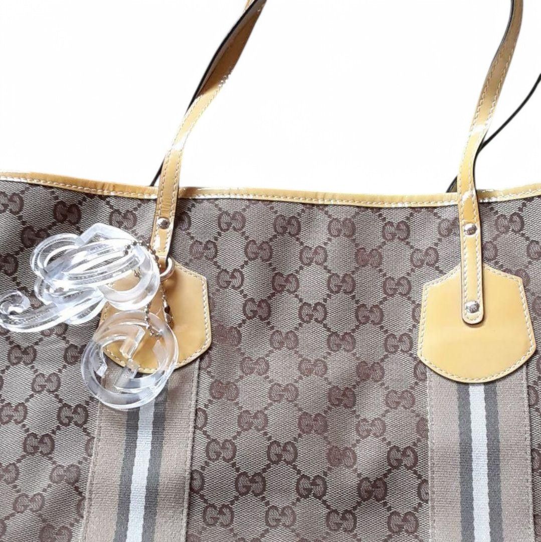 Gucci Gucci - Tote Handbag GG Monogram Beige Leather Brown Charms Size ONE SIZE - 3 Thumbnail