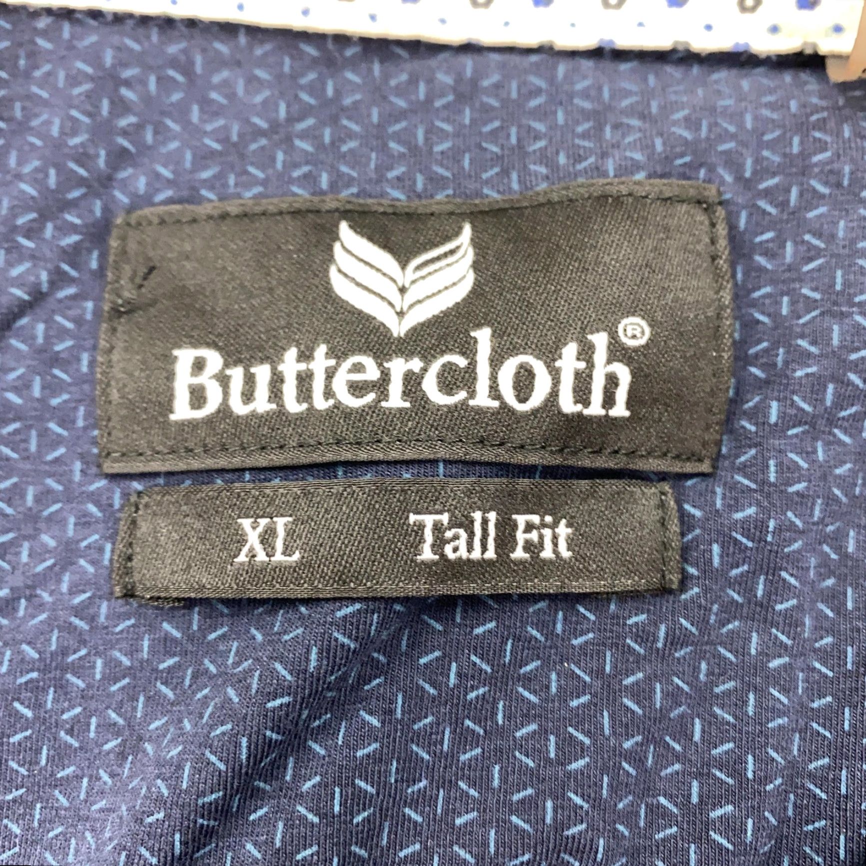 Vintage Buttercloth Mens XL Tall Fit Stretch Button-Up Shirt Blue Geometric Long Sleeve Size US XL / EU 56 / 4 - 4 Thumbnail