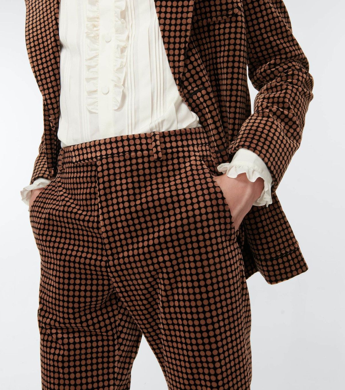 Gucci 50 L - Gucci Polka Dot Print Brown Suit Pants Trousers Size 50R - 1 Thumbnail