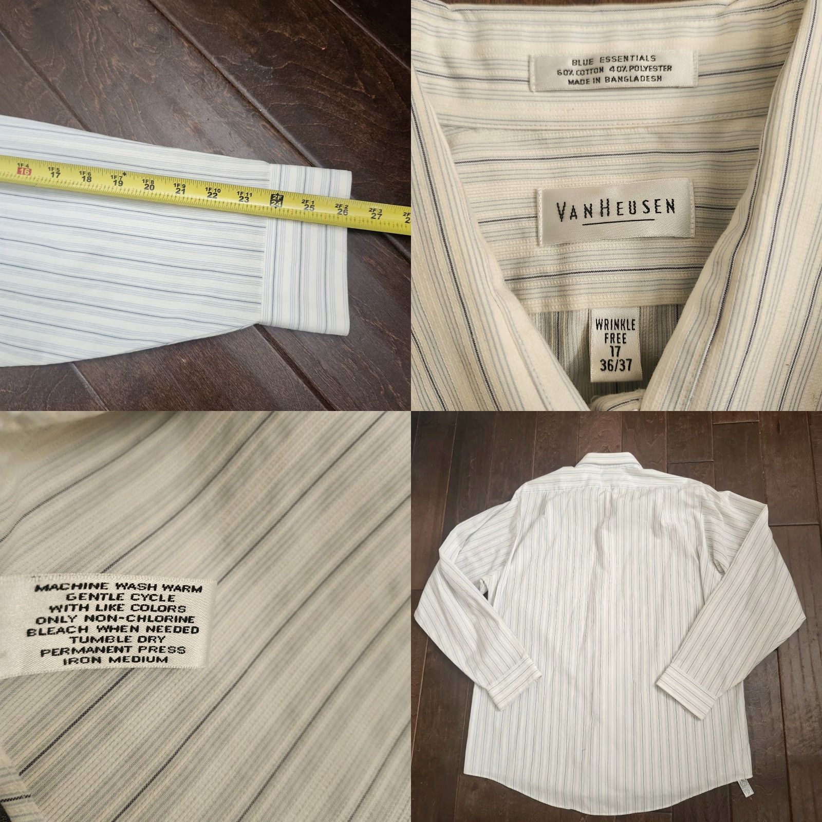Van Heusen Van Heusen Mens Dress Shirt Striped Long Sleeve Button Up 17 36/37 Multicolor Regular Size 46R - 9 Thumbnail