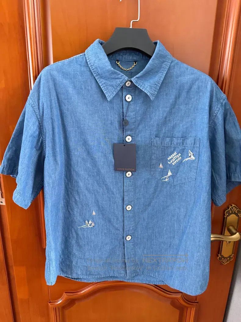 Louis Vuitton Louis Vuitton 25 FW Sailing Embroidered Denim Short Sleeve Size US XL / EU 56 / 4 - 1 Thumbnail