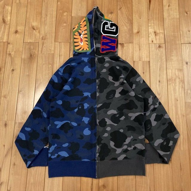 Bape BAPE Black camo × Blue camo Separate Shark Full Zip Hoodie Size US M / EU 48-50 / 2 - 3 Thumbnail