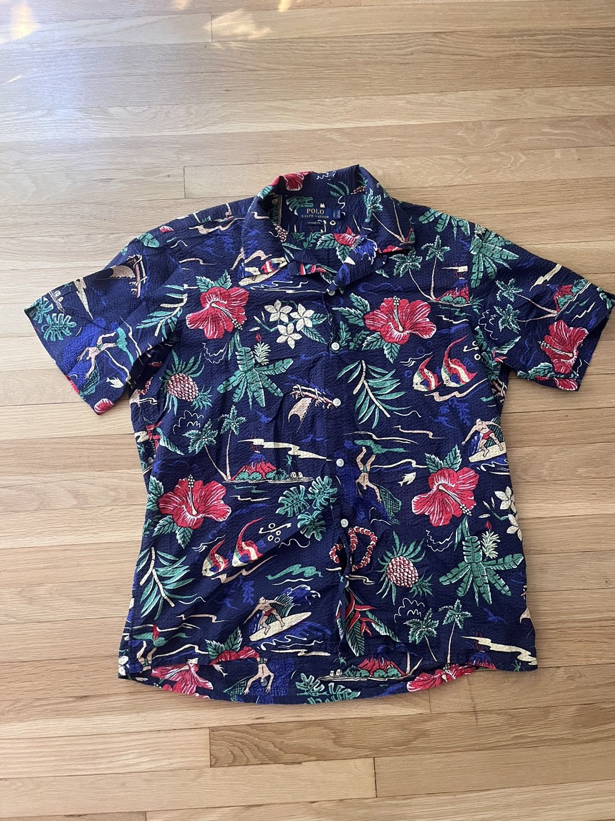 Polo Ralph Lauren Polo Ralph Lauren Hawaiian Floral Camp Seersucker Size US L / EU 52-54 / 3 - 1 Thumbnail