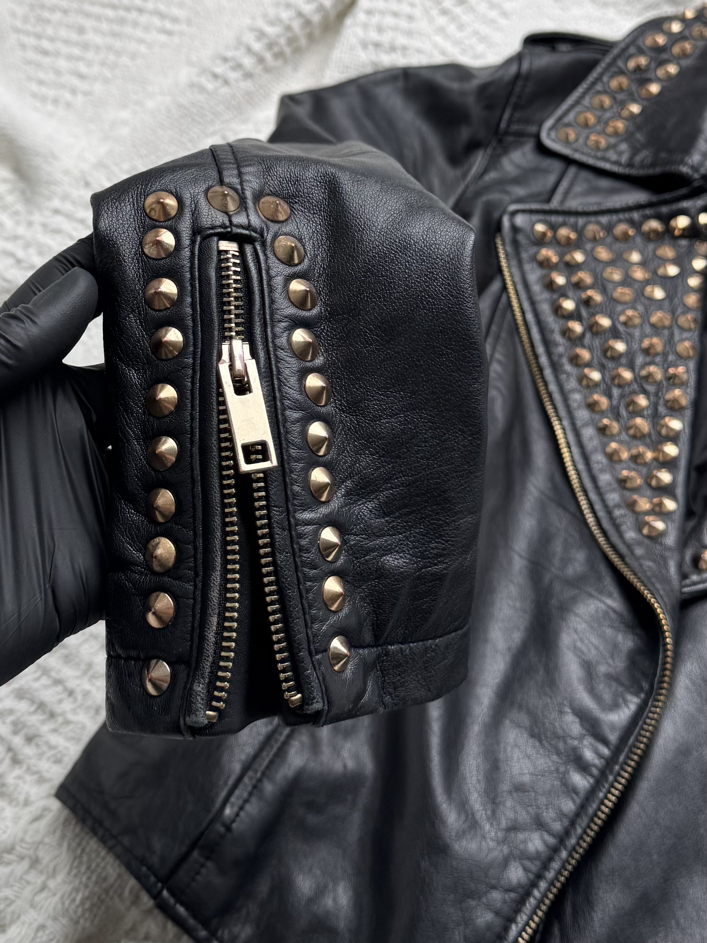 Vintage Vintage Leather Biker Jacket Studded Moto Zip Punk Rock Size S / US 4 / IT 40 - 6 Thumbnail