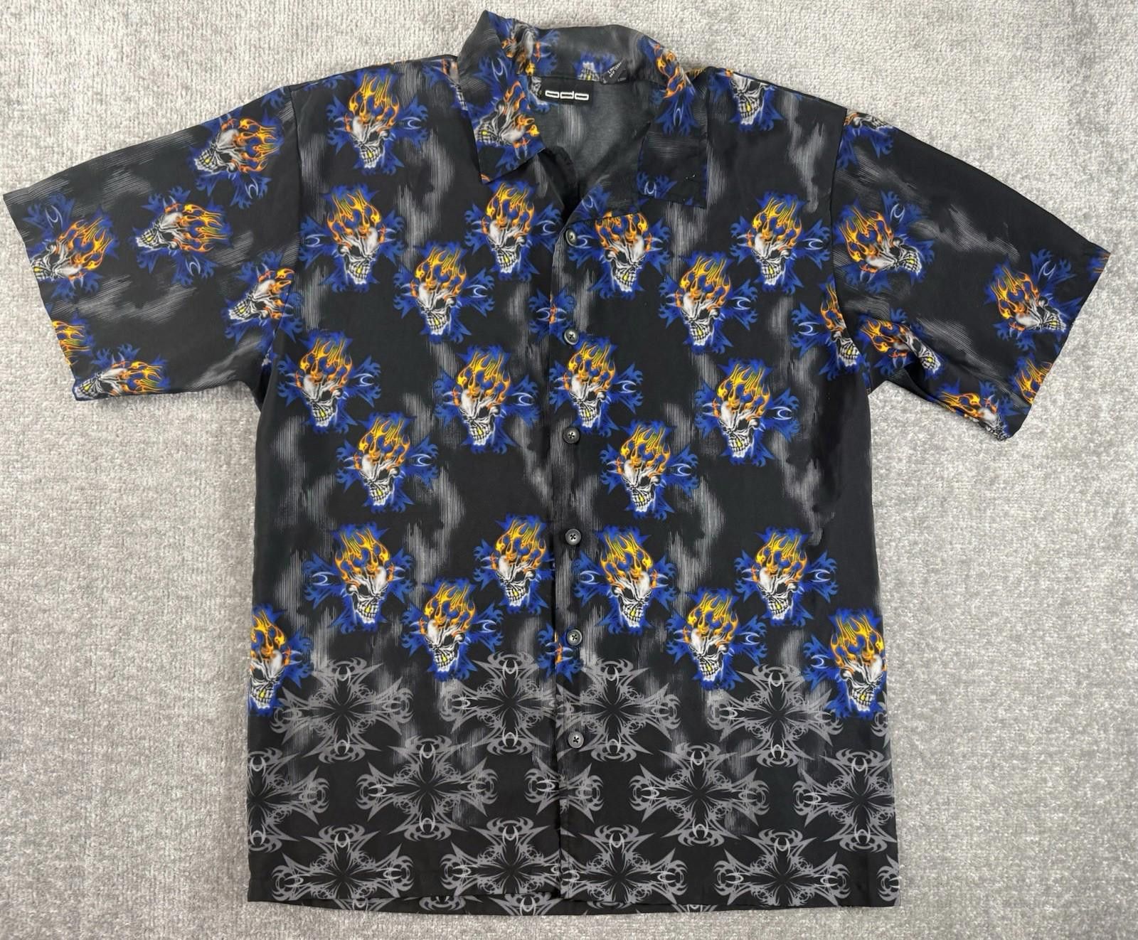 Other Vintage Odo Y2K Grunge Button Up Shirt Flames Skulls Large Size US L / EU 52-54 / 3 - 1 Thumbnail