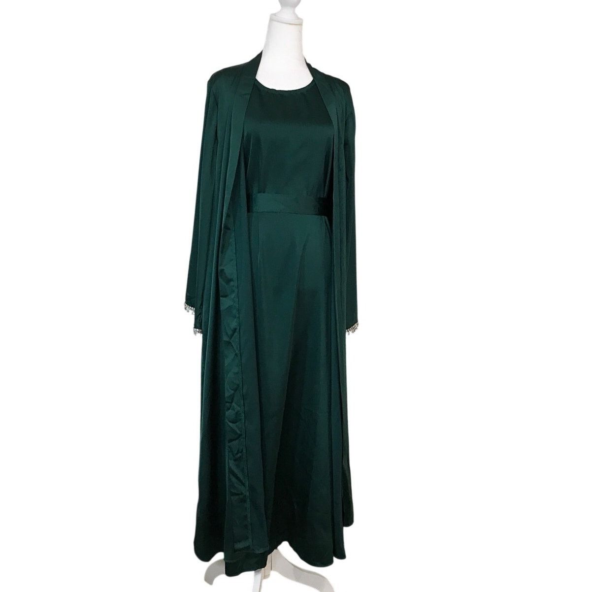 Other Elegant Green Metallic Rhinestone Dress A-line Maxi Set S Size S / US 4 / IT 40 - 1 Thumbnail