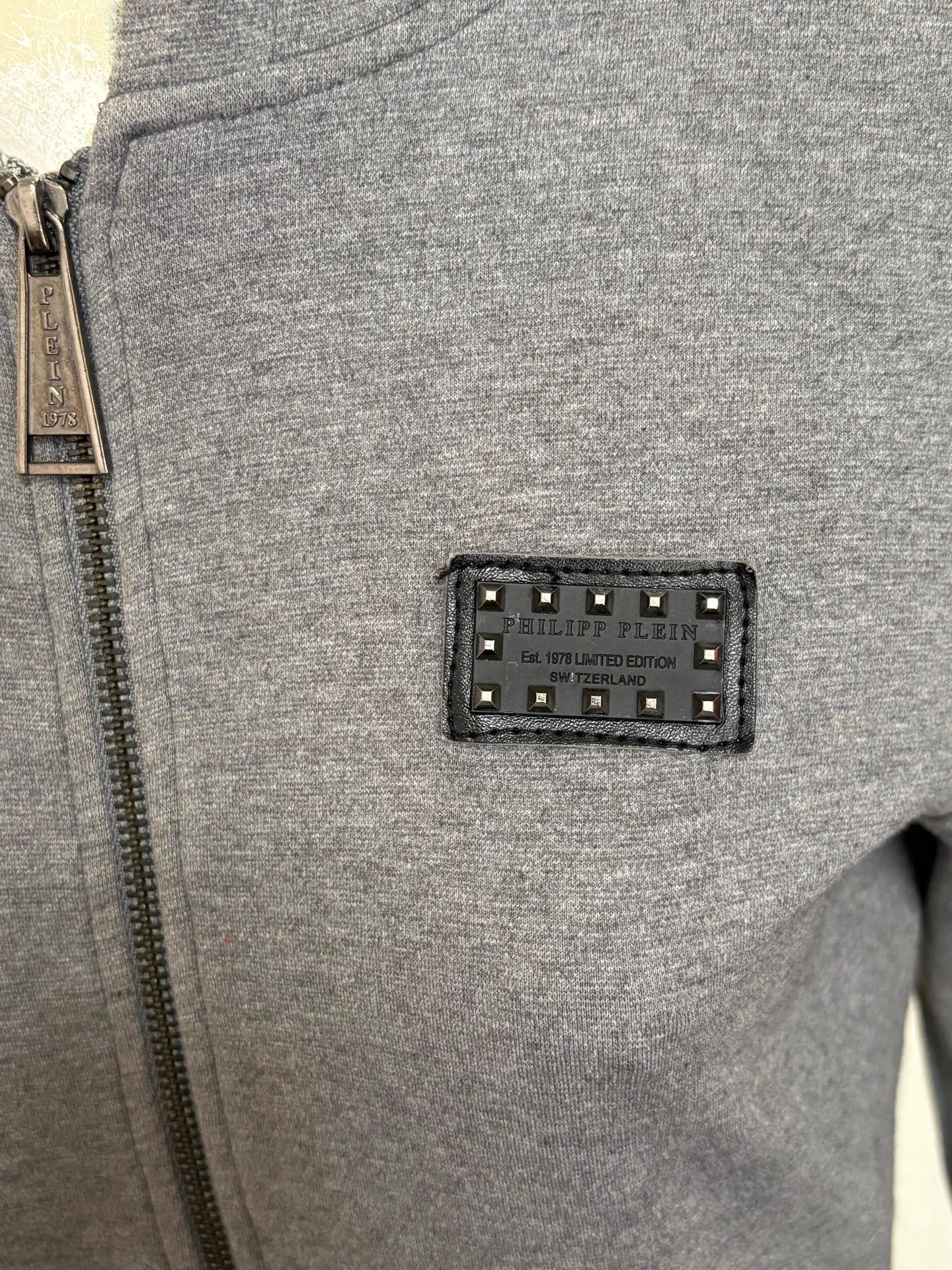 Philipp Plein PP Men's Gray Limited Skull Sanskrit Zip Rivet Hooded Jkt Size US M / EU 48-50 / 2 - 7 Thumbnail