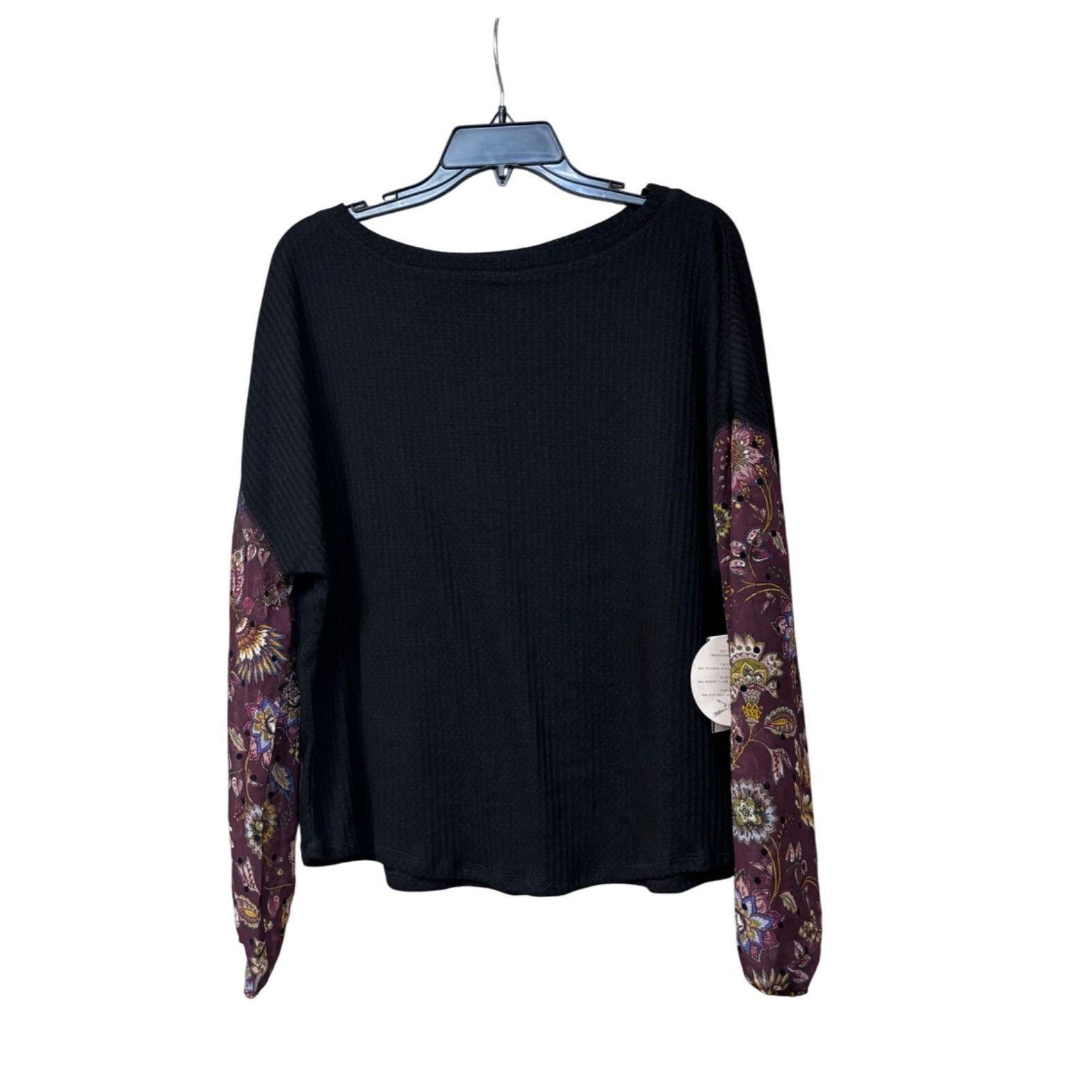 Other Gypsies & Moondust Juniors' Waffle Knit Sheer Sleeve Top, Bu Size L / US 10 / IT 46 - 10 Thumbnail