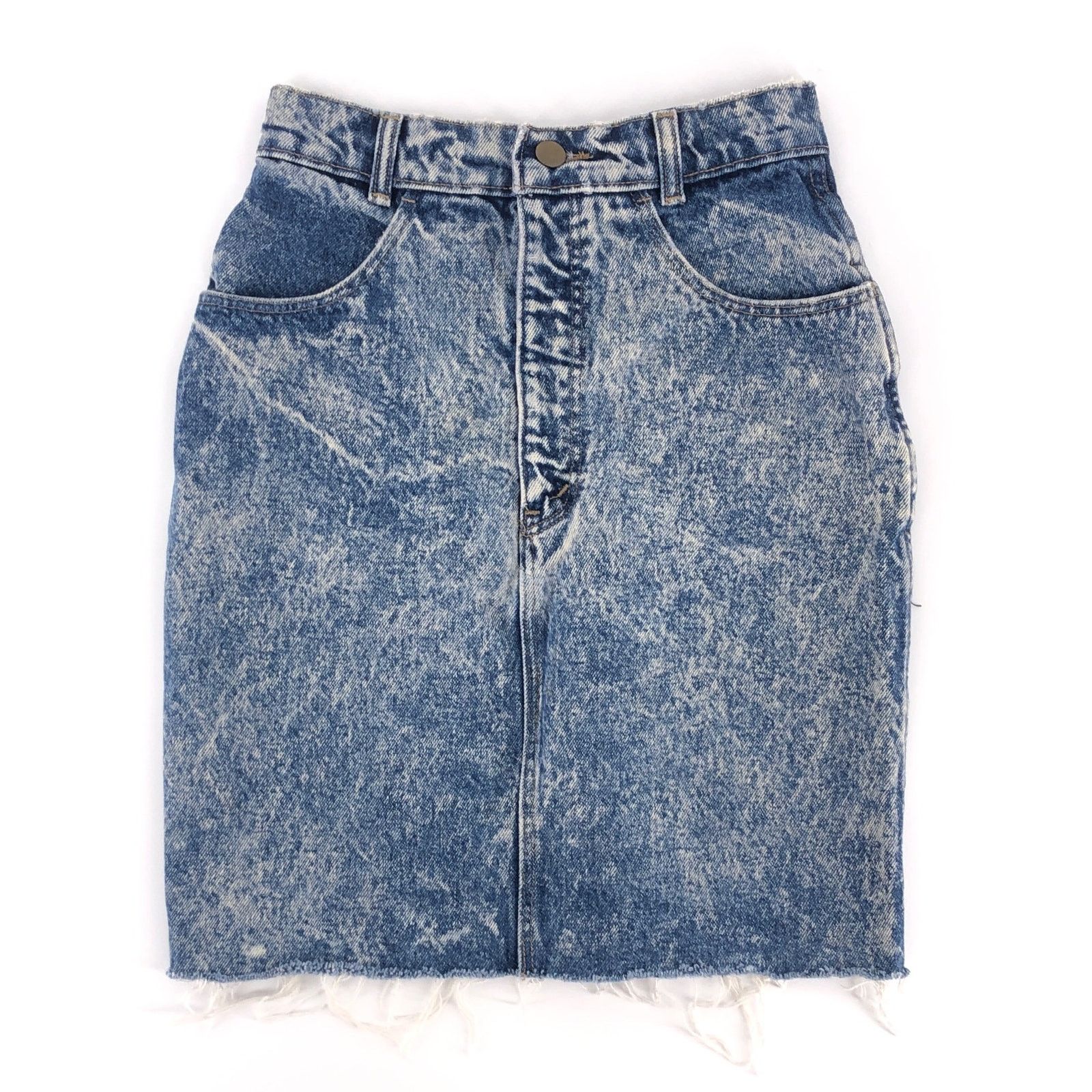 Vintage 80s acid washed denim jean skirt 1980s vintage Size 26" / US 2 / IT 38 - 1 Thumbnail