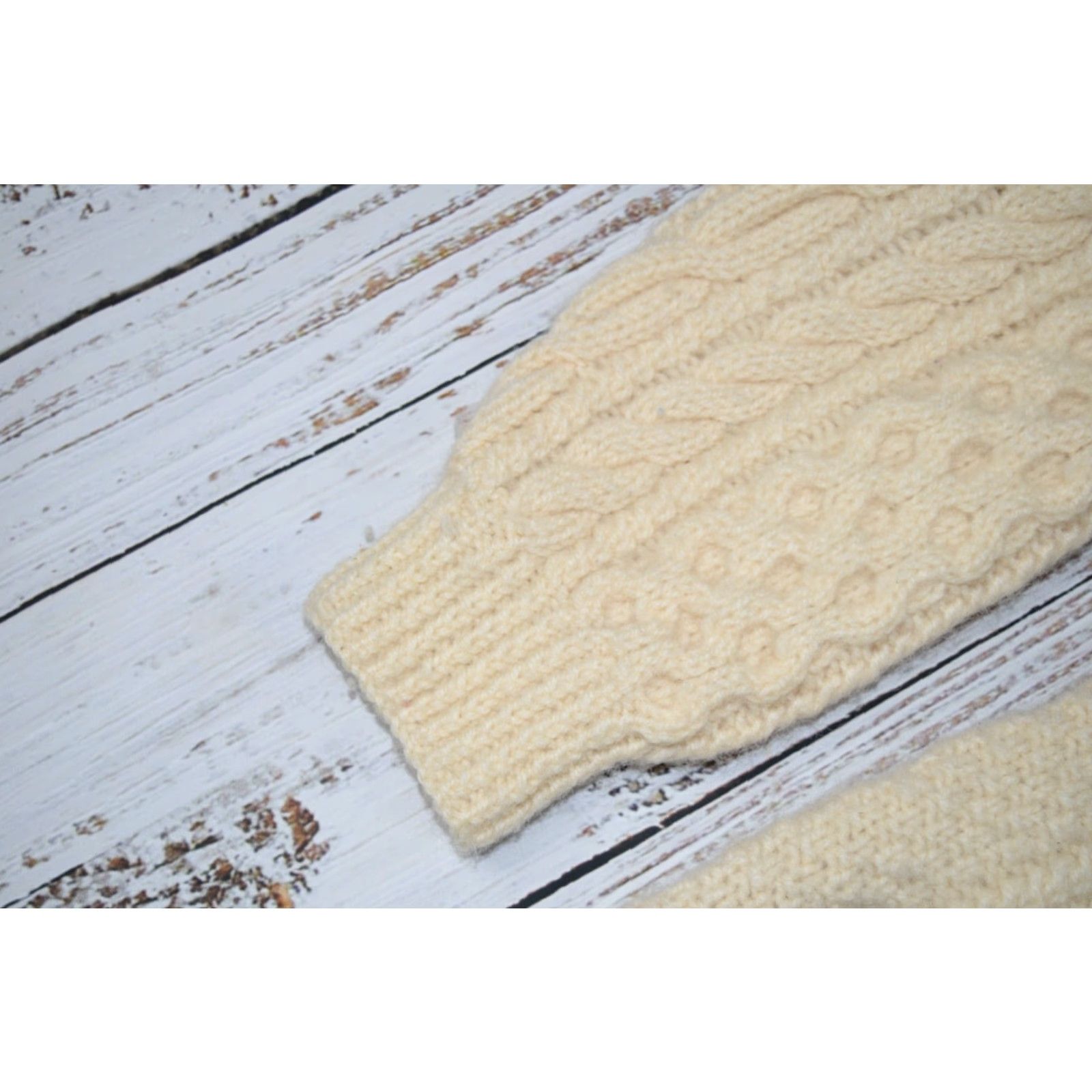 Vintage VINTAGE CREAM HEAVY WOOL HANDKNIT FISHERMAN SWEATER 1970s UNISEX ADULT 2XL Size XXL / US 16-18 / IT 52-54 - 4 Thumbnail