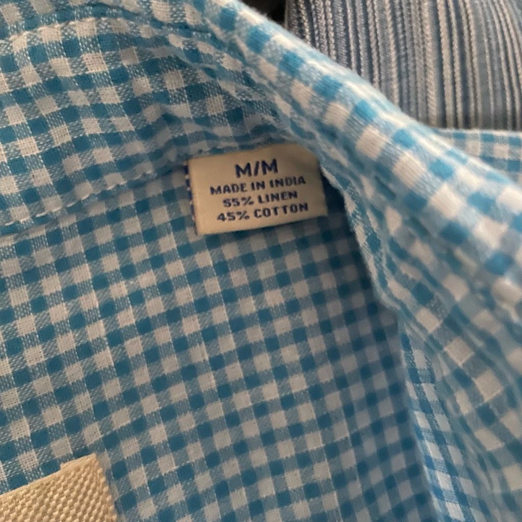 Tommy Bahama Tommy Bahama Linen Cotton Blue Gingham Short Sleeve Button U Size US M / EU 48-50 / 2 - 6 Thumbnail